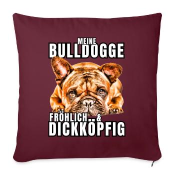 Mon BOULEDOGUE chien joyeux et têtu CHIENS - Housse de coussin décorative 45 x 45 cm - bordeaux - Devant