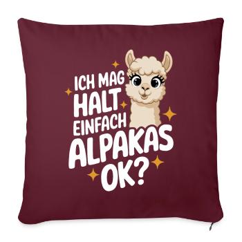 Alpaga lama alpaga animal - Housse de coussin décorative 45 x 45 cm - bordeaux - Devant