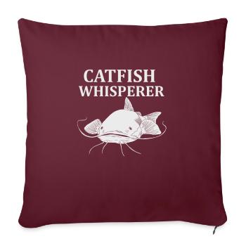 Cadeau poisson poisson pêcheur à tête plate - Housse de coussin décorative 45 x 45 cm - bordeaux - Devant