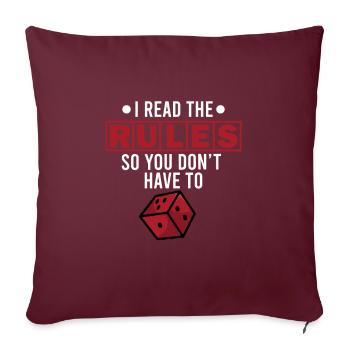 Boardgame Addict Règles du jeu de table disant cadeau - Housse de coussin décorative 45 x 45 cm - bordeaux - Devant