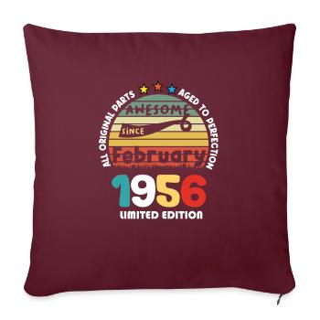 1956 vintage anniversaire rétro édition limitée - Housse de coussin décorative 45 x 45 cm - bordeaux - Devant