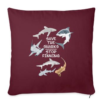 Sauvez les requins Arrêtez les nageoires - Housse de coussin décorative 45 x 45 cm - bordeaux - Devant