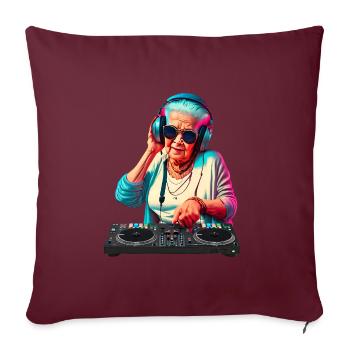 DJ Oma Grandma Hipster mit Sonnenbrille Kopfhörer - Sofakissenbezug 45 x 45 cm - Burgunderrot - Vorne