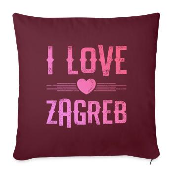 I Love Zagreb - Sofakissenbezug 45 x 45 cm - Burgunderrot - Vorne