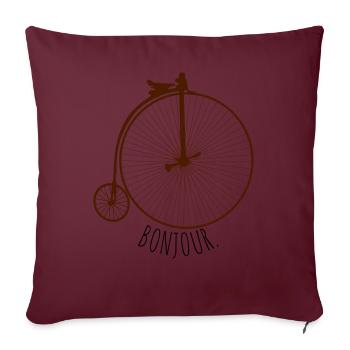 old bike Bonjour - Sofa pillowcase 17,3'' x 17,3'' (45 x 45 cm) - burgundy - Front