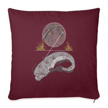 Waller - Pêche au poisson-chat à la pleine lune - Housse de coussin décorative 45 x 45 cm - bordeaux - Devant
