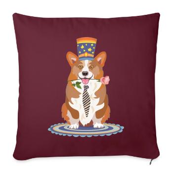 welsch gorgi avec rose - Housse de coussin décorative 45 x 45 cm - bordeaux - Devant
