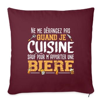 Cuisine Bière Alcool Apéro Cadeau Humour Cuisinier - Housse de coussin décorative 45 x 45 cm - bordeaux - Devant