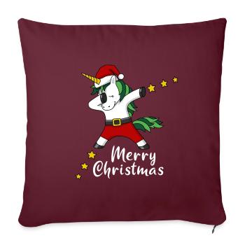 Joyeux Noël Licorne dabing - Housse de coussin décorative 45 x 45 cm - bordeaux - Devant