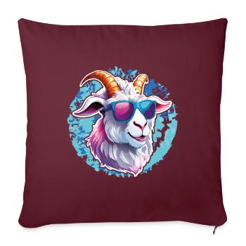 Cool bouc avec des lunettes de soleil sur une touche de couleur - Housse de coussin décorative 45 x 45 cm - bordeaux - Devant