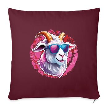 Cool bouc avec des lunettes de soleil sur une touche de couleur - Housse de coussin décorative 45 x 45 cm - bordeaux - Devant