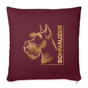 Portrait de Schnauzer dessin tête or - Housse de coussin décorative 45 x 45 cm - bordeaux - Devant