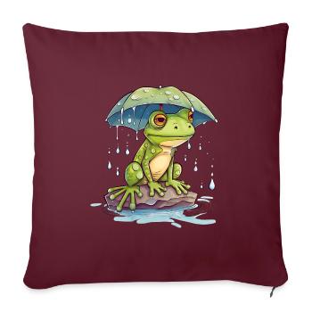 Frisch findet Schutz unter einem Regenschirm - Sofakissenbezug 45 x 45 cm - Burgunderrot - Vorne