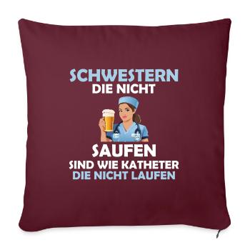 Krankenschwester Pflege Arzthelferin Pflegerin - Sofakissenbezug 45 x 45 cm - Burgunderrot - Vorne