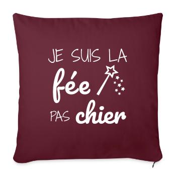 Je suis la fée pas chier - Housse de coussin décorative 45 x 45 cm - bordeaux - Devant