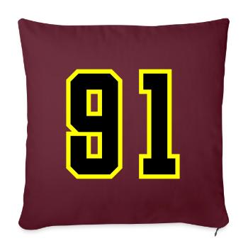 Maillot à numéros 91 - Housse de coussin décorative 45 x 45 cm - bordeaux - Devant