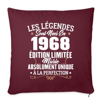 Cadeau d'anniversaire légendes sont nées en 1968 - Housse de coussin décorative 45 x 45 cm - bordeaux - Devant