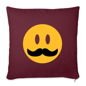 lustiges Emoji mit Schnurrbart - Sofakissenbezug 45 x 45 cm - Burgunderrot - Vorne