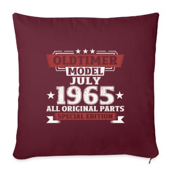 60ème Anniversaire Voiture Classique Juillet 1965 Millésime 1965 - Housse de coussin décorative 45 x 45 cm - bordeaux - Devant
