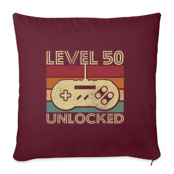 Level 50 freigeschaltet Geburtstagsgeschenk 50 Jahre - Sofakissenbezug 45 x 45 cm - Burgunderrot - Vorne