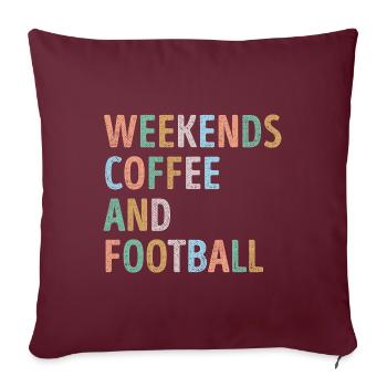 Week-ends Café et Football Maman - Housse de coussin décorative 45 x 45 cm - bordeaux - Devant