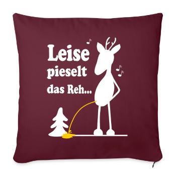 Weihnachtslied Schnee Reh - Sofakissenbezug 45 x 45 cm - Burgunderrot - Vorne