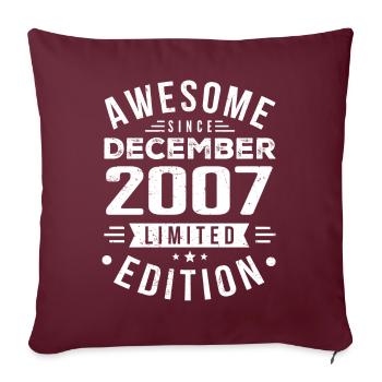 Cadeau d’anniversaire né en décembre 2007 - Housse de coussin décorative 45 x 45 cm - bordeaux - Devant