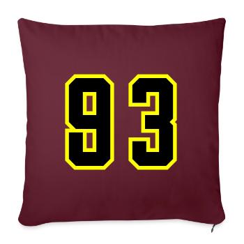 Maillot numéro 93 - Housse de coussin décorative 45 x 45 cm - bordeaux - Devant