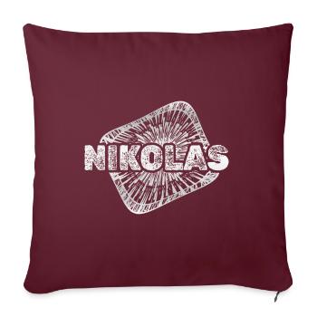 Geschenk für Nikolas - Sofakissenbezug 45 x 45 cm - Burgunderrot - Vorne