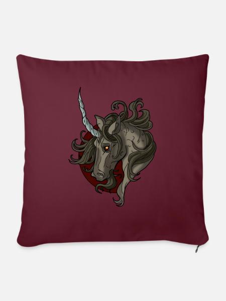 Einhorn Unicorn Goth - Sofakissenbezug 45 x 45 cm - Burgunderrot