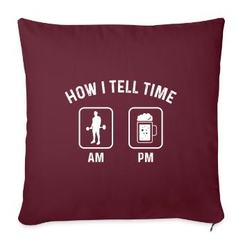 Comment je connais l’heure Am PM 1 - (2) - Housse de coussin décorative 45 x 45 cm - bordeaux - Devant