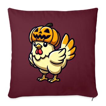 Halloween Poulet Citrouille Dessin animé Octobre - Housse de coussin décorative 45 x 45 cm - bordeaux - Devant