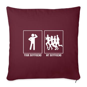 Votre ami - Mon ami - Courir un marathon - Housse de coussin décorative 45 x 45 cm - bordeaux - Devant