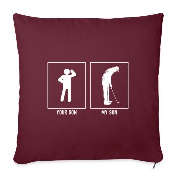 Son fils - Mon fils - Golfeur - Housse de coussin décorative 45 x 45 cm - bordeaux - Devant