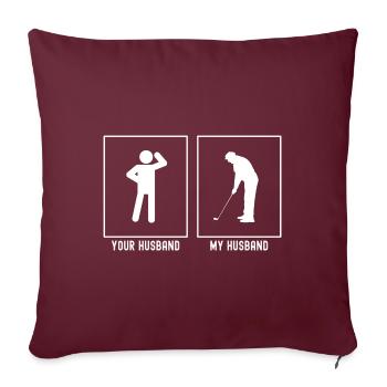 Son mari - Mon mari - Golfeur Seitenans - Housse de coussin décorative 45 x 45 cm - bordeaux - Devant