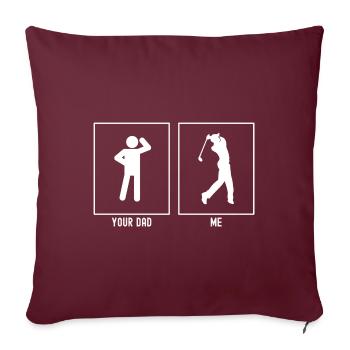 Ton père - Moi - Golf - Housse de coussin décorative 45 x 45 cm - bordeaux - Devant