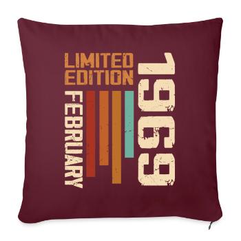 Née en Février 1969 Rétro 1969 Anniversaire - Housse de coussin décorative 45 x 45 cm - bordeaux - Devant