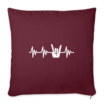 Devil Horns Metal Fork Heartbeat Battement de coeur Rock - Housse de coussin décorative 45 x 45 cm - bordeaux - Devant