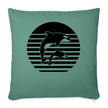 Vintage Orcas Whales Killer Whale Animals - Sofa pillowcase 17,3'' x 17,3'' (45 x 45 cm) - cypress green - Front
