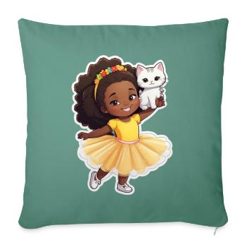 Cheerful child with cat in tutu - Sofa pillowcase 17,3'' x 17,3'' (45 x 45 cm) - cypress green - Front