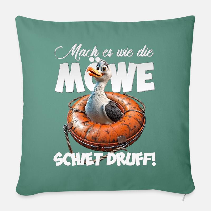 Freche Möwe #lovely toons - Sofakissenbezug 45 x 45 cm - Tanngrün