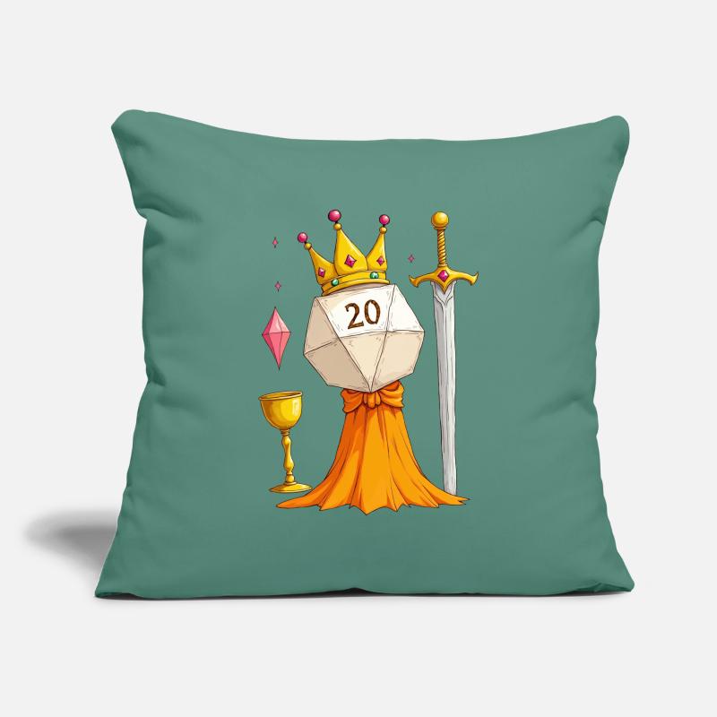D20 Queen – Cube avec épée, robe et bocal Housse de coussin décorative 45 x 45 cm