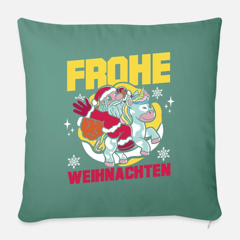 Weihnachtsmann Frohe Weihnachten - Sofakissenbezug 45 x 45 cm - Tanngrün