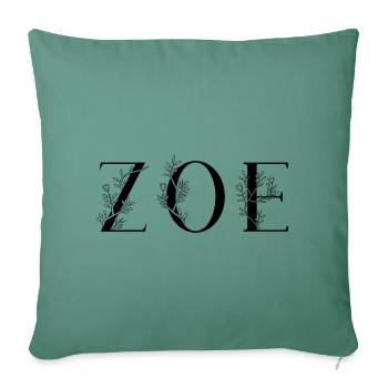 Nom - Zoé - Housse de coussin décorative 45 x 45 cm - vert sapin - Devant