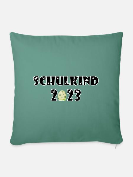 Schulkind 2023 - Einschulung - Erster Schultag - Sofakissenbezug 45 x 45 cm - Tanngrün