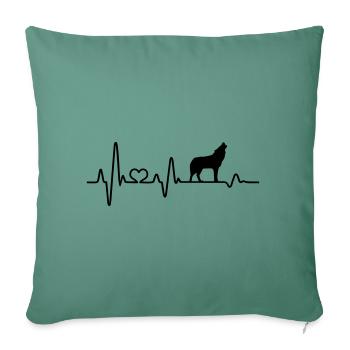 Loup battement de coeur loups EKG hurle hurlement - Housse de coussin décorative 45 x 45 cm - vert sapin - Devant