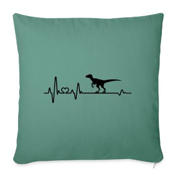 Heartbeat Dinosaure Velociraptor Dino Temps préhistoriques - Housse de coussin décorative 45 x 45 cm - vert sapin - Devant