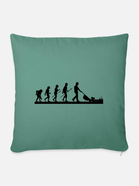 Mann mäht Rasen EVOLUTION Rasenmäher Kleingarten - Sofakissenbezug 45 x 45 cm - Tanngrün