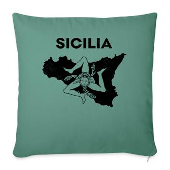 Sicilia Map Palermo Italian Coat of Arms Sicily - Sofa pillowcase 17,3'' x 17,3'' (45 x 45 cm) - cypress green - Front