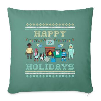Playmobil Familie Happy Holidays Ugly Christmas - Sofakissenbezug 45 x 45 cm - Tanngrün - Vorne